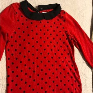 Elle red folks dots blouse for women.